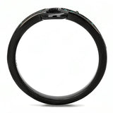 TK3055 - IP Black(Ion Plating) Stainless Steel Ring with Top Grade Crystal  in Emerald - Alamode