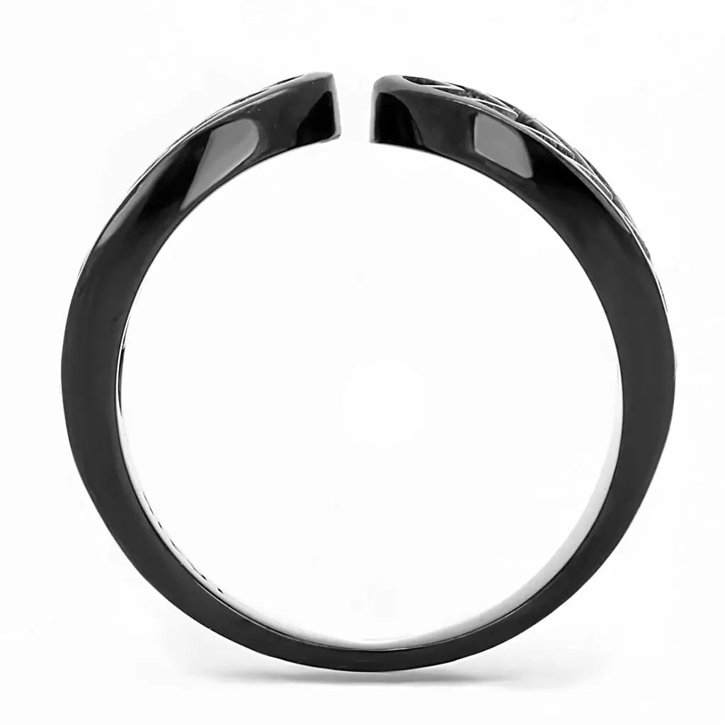TK3056 - IP Black(Ion Plating) Stainless Steel Ring with Top Grade Crystal in Clear - Alamode - Flyclothing LLC
