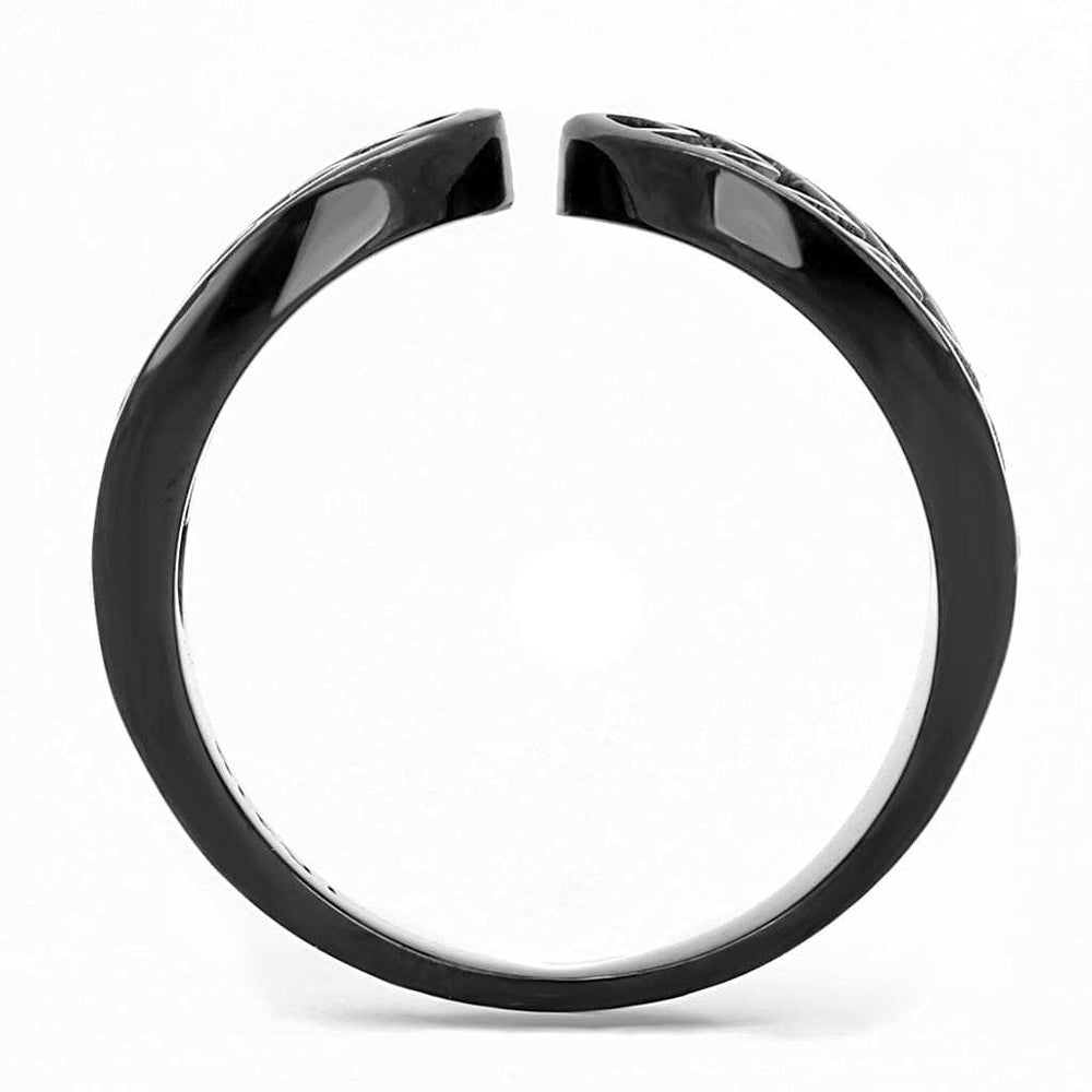 TK3056 - IP Black(Ion Plating) Stainless Steel Ring with Top Grade Crystal in Clear - Alamode - Flyclothing LLC