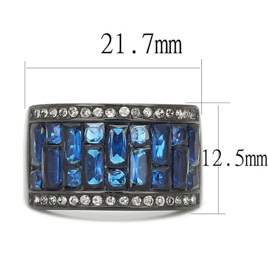 TK3058 - IP Black(Ion Plating) Stainless Steel Ring with Synthetic Synthetic Glass in Montana - Alamode - Flyclothing LLC