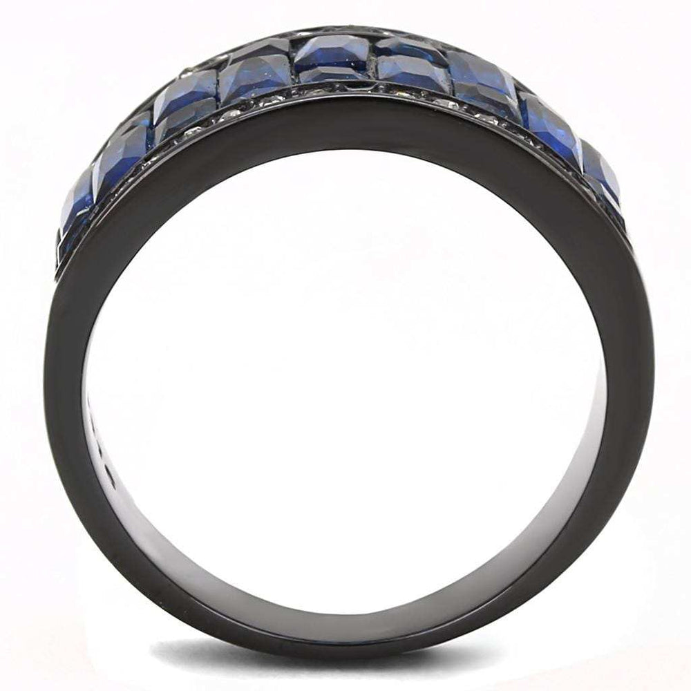 TK3058 - IP Black(Ion Plating) Stainless Steel Ring with Synthetic Synthetic Glass in Montana - Alamode - Flyclothing LLC