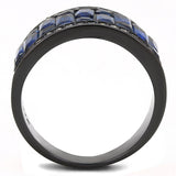 TK3058 - IP Black(Ion Plating) Stainless Steel Ring with Synthetic Synthetic Glass in Montana - Alamode