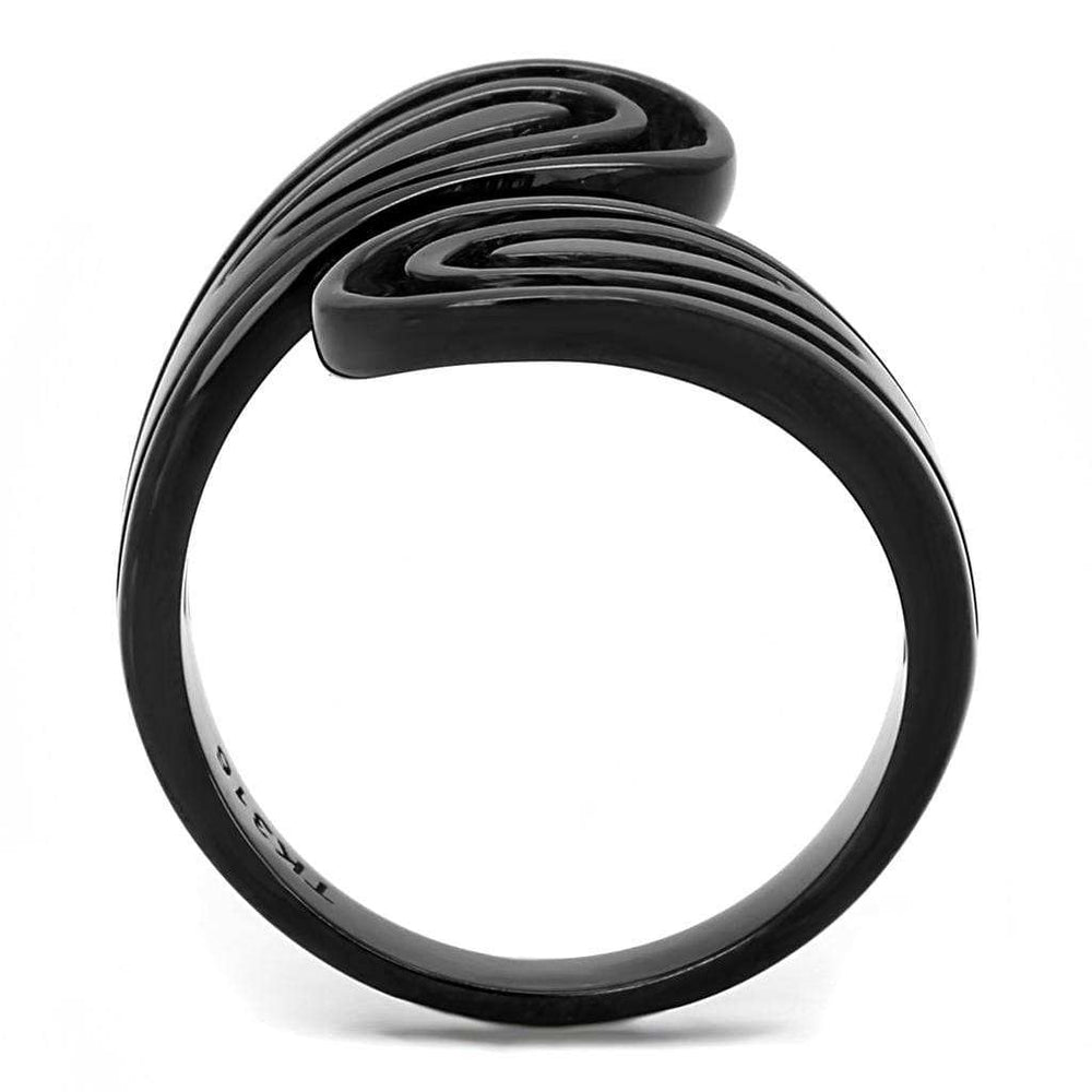TK3059 - IP Black(Ion Plating) Stainless Steel Ring with No Stone - Alamode - Flyclothing LLC
