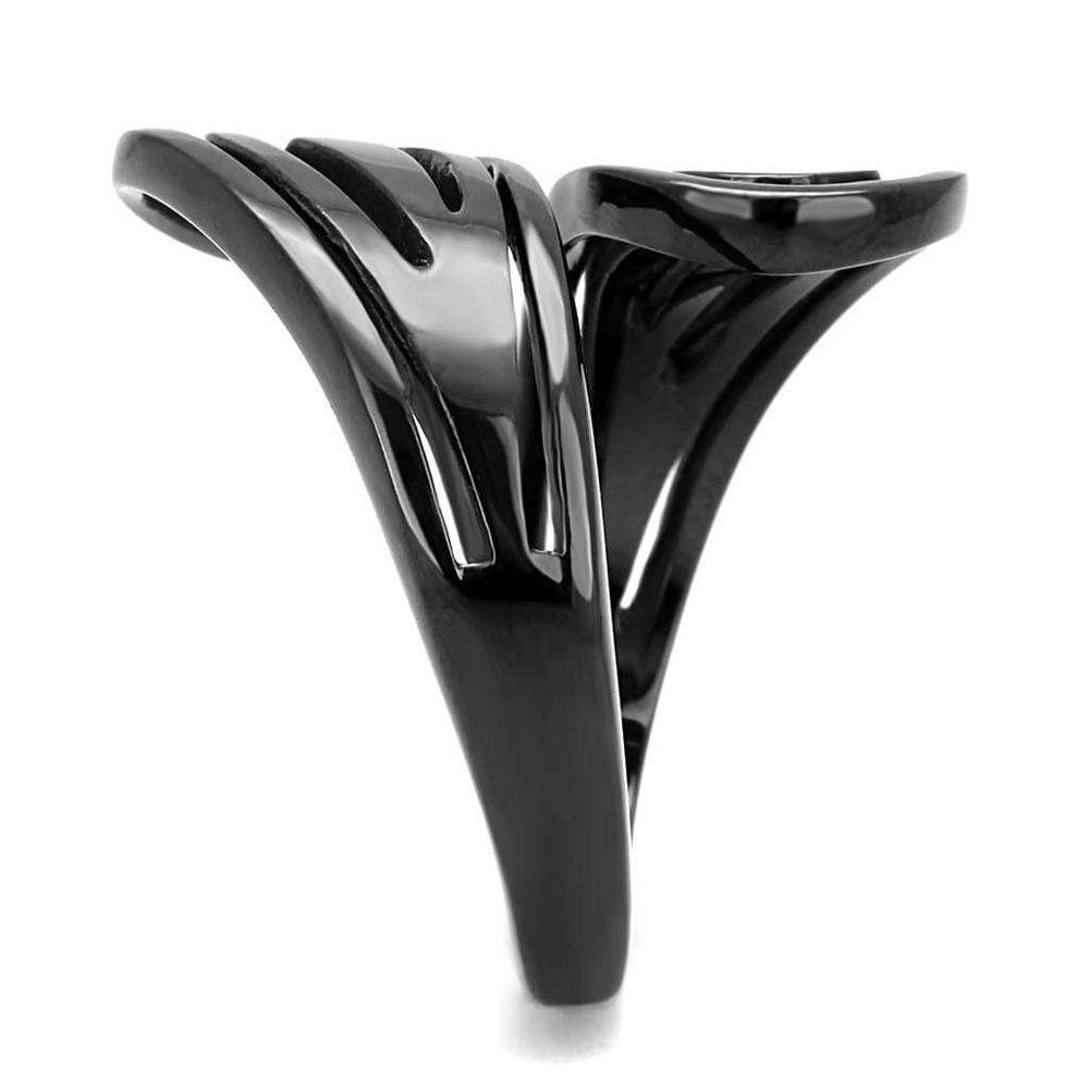 TK3059 - IP Black(Ion Plating) Stainless Steel Ring with No Stone - Alamode - Flyclothing LLC