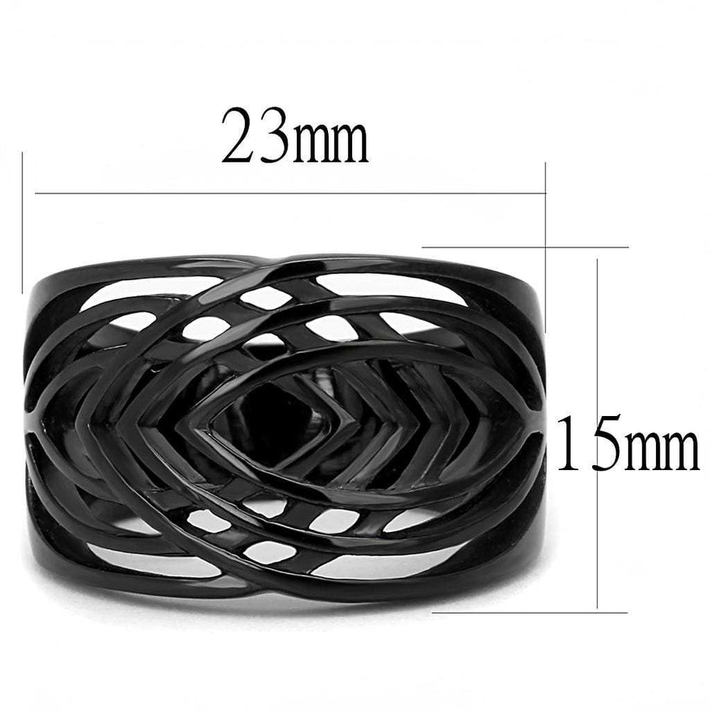 TK3060 - IP Black(Ion Plating) Stainless Steel Ring with No Stone - Alamode - Flyclothing LLC