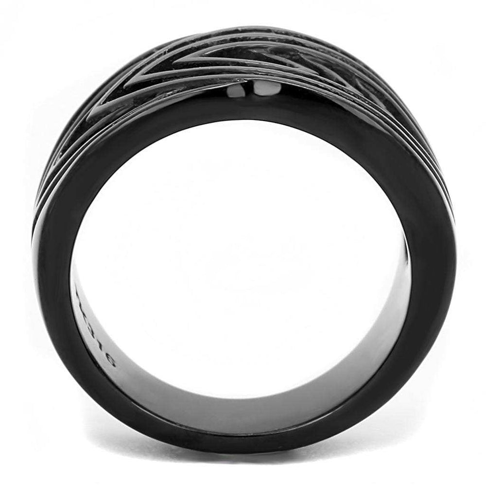 TK3060 - IP Black(Ion Plating) Stainless Steel Ring with No Stone - Alamode - Flyclothing LLC
