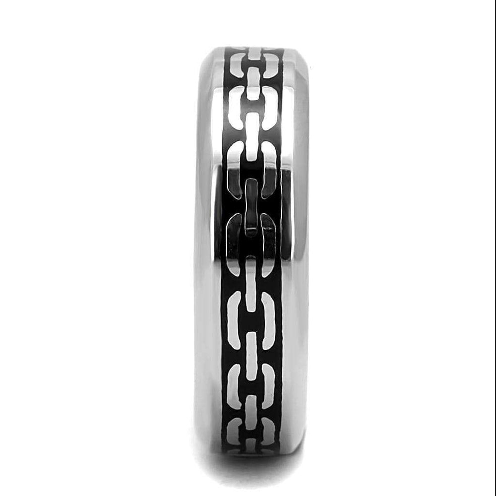 TK3061 - High polished (no plating) Stainless Steel Ring with Epoxy in Jet - Alamode - Flyclothing LLC