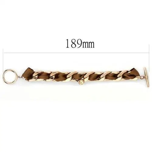TK3066 - IP Rose Gold(Ion Plating) Stainless Steel Bracelet with Top Grade Crystal in Light Peach - Alamode - Flyclothing LLC