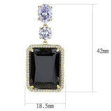 TK3070 - IP Gold(Ion Plating) Stainless Steel Earrings with Synthetic Synthetic Glass in Jet - Alamode - Flyclothing LLC