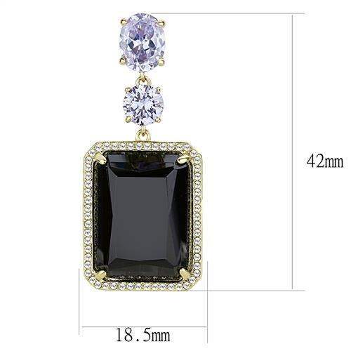 TK3070 - IP Gold(Ion Plating) Stainless Steel Earrings with Synthetic Synthetic Glass in Jet - Alamode - Flyclothing LLC