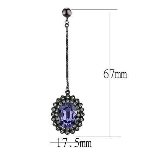 TK3073 - IP Black(Ion Plating) Stainless Steel Earrings with Top Grade Crystal in Tanzanite - Alamode - Flyclothing LLC