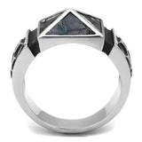 TK3075 - High polished (no plating) Stainless Steel Ring with Leather in Jet - Alamode - Flyclothing LLC