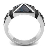 TK3075 - High polished (no plating) Stainless Steel Ring with Leather  in Jet