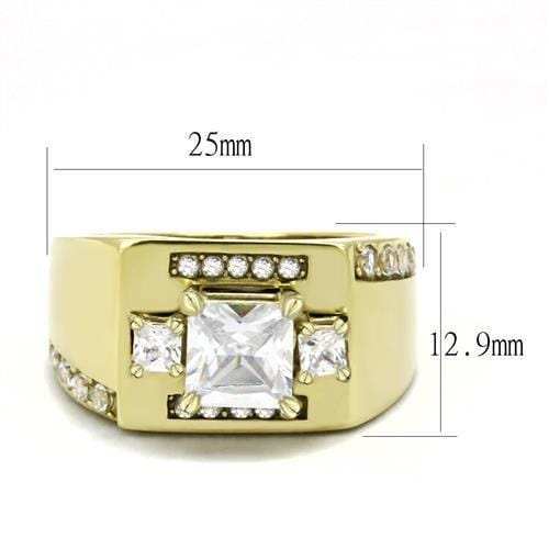 TK3078 - IP Gold(Ion Plating) Stainless Steel Ring with AAA Grade CZ in Clear - Alamode - Flyclothing LLC