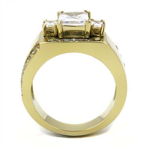 TK3078 - IP Gold(Ion Plating) Stainless Steel Ring with AAA Grade CZ in Clear - Alamode - Flyclothing LLC