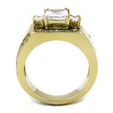 TK3078 - IP Gold(Ion Plating) Stainless Steel Ring with AAA Grade CZ  in Clear - Alamode