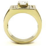 TK3079 - IP Gold(Ion Plating) Stainless Steel Ring with AAA Grade CZ  in Clear - Alamode