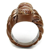TK3081 - IP Coffee light Stainless Steel Ring with Semi-Precious Oligoclase in Multi Color - Alamode - Flyclothing LLC