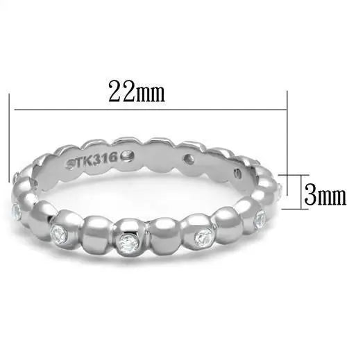 TK3085 - High polished (no plating) Stainless Steel Ring with AAA Grade CZ in Clear - Alamode - Flyclothing LLC