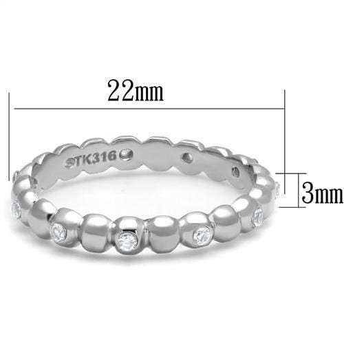 TK3085 - High polished (no plating) Stainless Steel Ring with AAA Grade CZ in Clear - Alamode - Flyclothing LLC