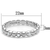 TK3085 - High polished (no plating) Stainless Steel Ring with AAA Grade CZ  in Clear - Alamode