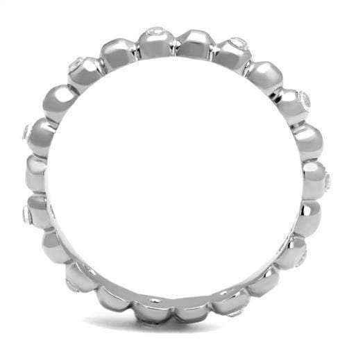 TK3085 - High polished (no plating) Stainless Steel Ring with AAA Grade CZ in Clear - Alamode - Flyclothing LLC