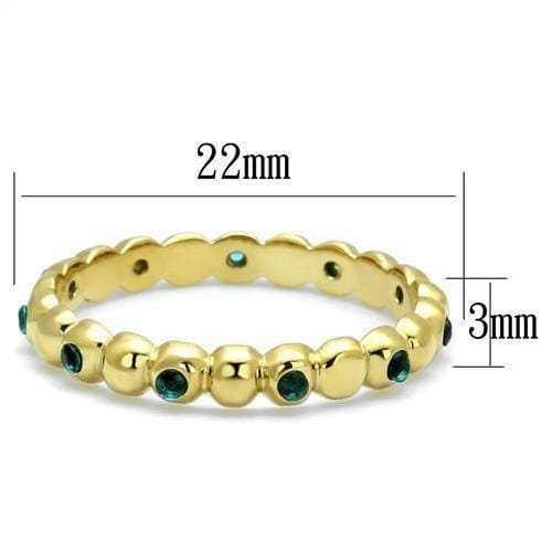 TK3086 - IP Gold(Ion Plating) Stainless Steel Ring with Synthetic Synthetic Glass in Montana - Alamode - Flyclothing LLC