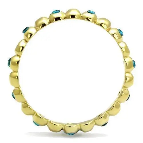 TK3086 - IP Gold(Ion Plating) Stainless Steel Ring with Synthetic Synthetic Glass in Montana - Alamode - Flyclothing LLC