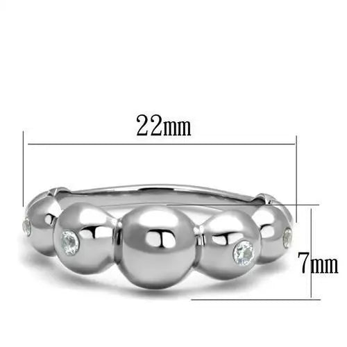 TK3087 - High polished (no plating) Stainless Steel Ring with AAA Grade CZ in Clear - Alamode - Flyclothing LLC
