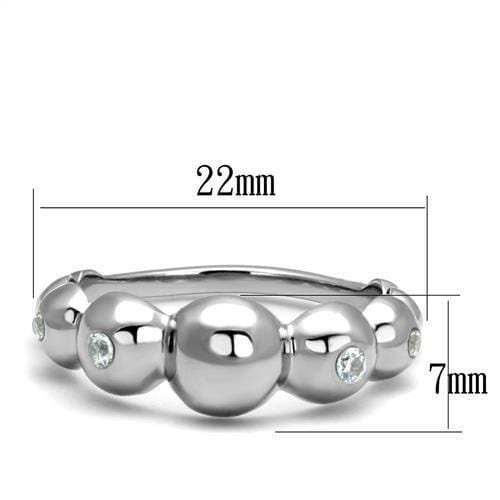 TK3087 - High polished (no plating) Stainless Steel Ring with AAA Grade CZ in Clear - Alamode - Flyclothing LLC