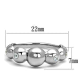 TK3087 - High polished (no plating) Stainless Steel Ring with AAA Grade CZ  in Clear - Alamode
