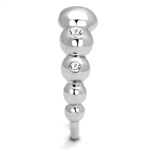 TK3087 - High polished (no plating) Stainless Steel Ring with AAA Grade CZ in Clear - Alamode - Flyclothing LLC