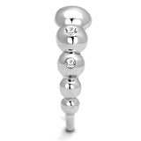 TK3087 - High polished (no plating) Stainless Steel Ring with AAA Grade CZ  in Clear - Alamode