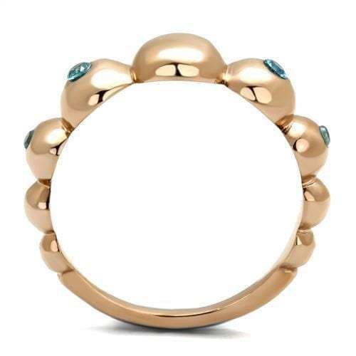 TK3088 - IP Rose Gold(Ion Plating) Stainless Steel Ring with AAA Grade CZ in Sea Blue - Alamode - Flyclothing LLC