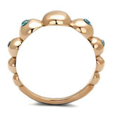 TK3088 - IP Rose Gold(Ion Plating) Stainless Steel Ring with AAA Grade CZ  in Sea Blue
