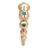 TK3088 - IP Rose Gold(Ion Plating) Stainless Steel Ring with AAA Grade CZ in Sea Blue - Alamode - Flyclothing LLC