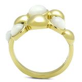 TK3090 - IP Gold(Ion Plating) Stainless Steel Ring with Semi-Precious Coral in Aurora Borealis (Rainbow Effect) - Alamode - Flyclothing LLC