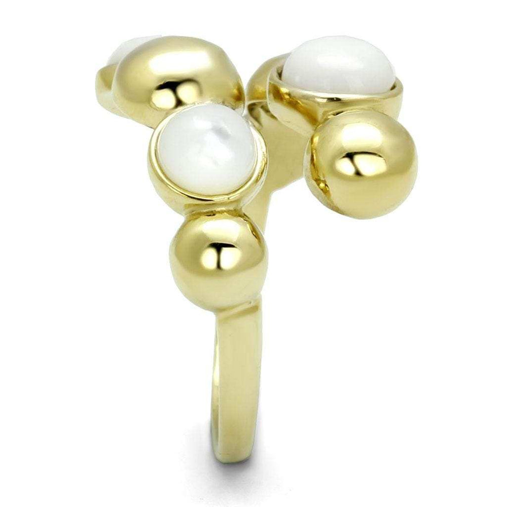 TK3090 - IP Gold(Ion Plating) Stainless Steel Ring with Semi-Precious Coral in Aurora Borealis (Rainbow Effect) - Alamode - Flyclothing LLC