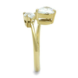 TK3093 - IP Gold(Ion Plating) Stainless Steel Ring with AAA Grade CZ  in Clear - Alamode