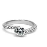 TK3094 - High polished (no plating) Stainless Steel Ring with AAA Grade CZ  in Clear - Alamode
