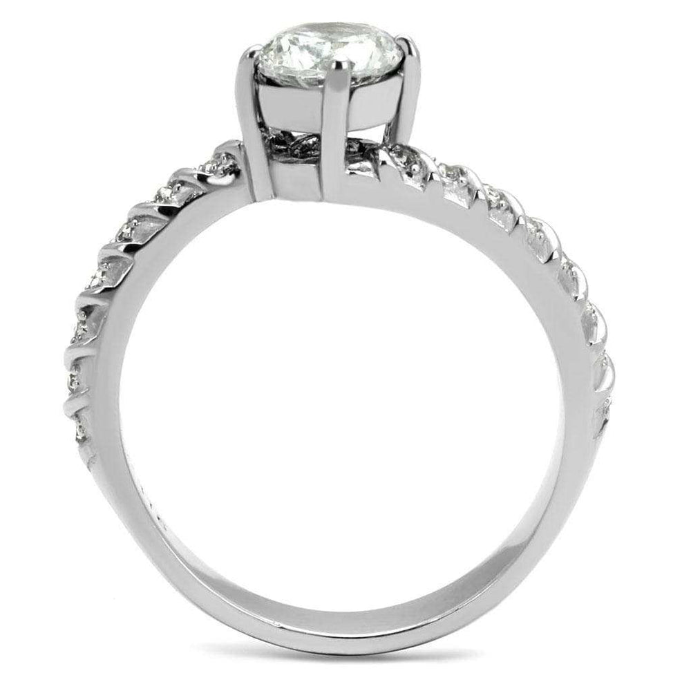 TK3094 - High polished (no plating) Stainless Steel Ring with AAA Grade CZ in Clear - Alamode - Flyclothing LLC
