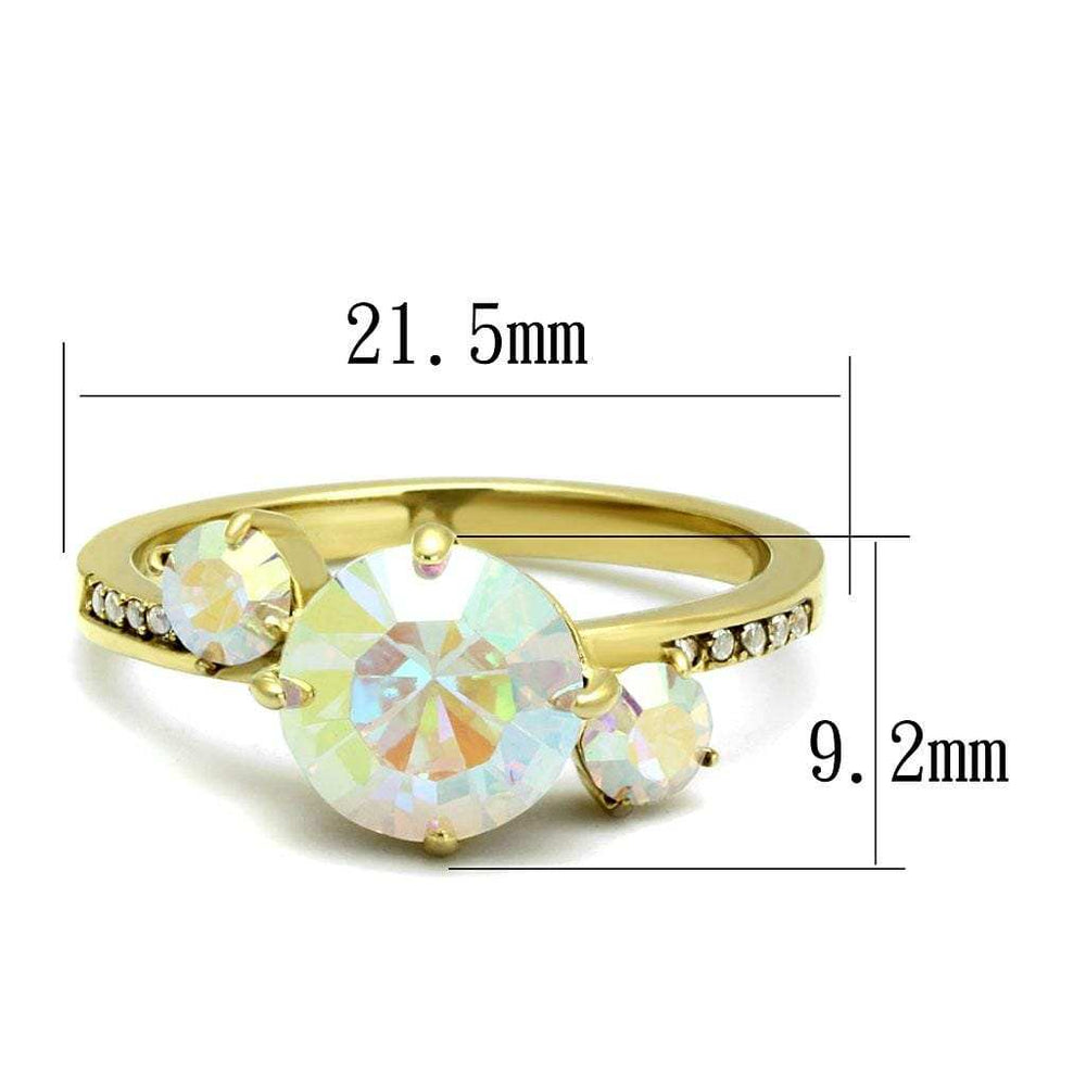 TK3095 - IP Gold(Ion Plating) Stainless Steel Ring with Top Grade Crystal in Multi Color - Alamode - Flyclothing LLC