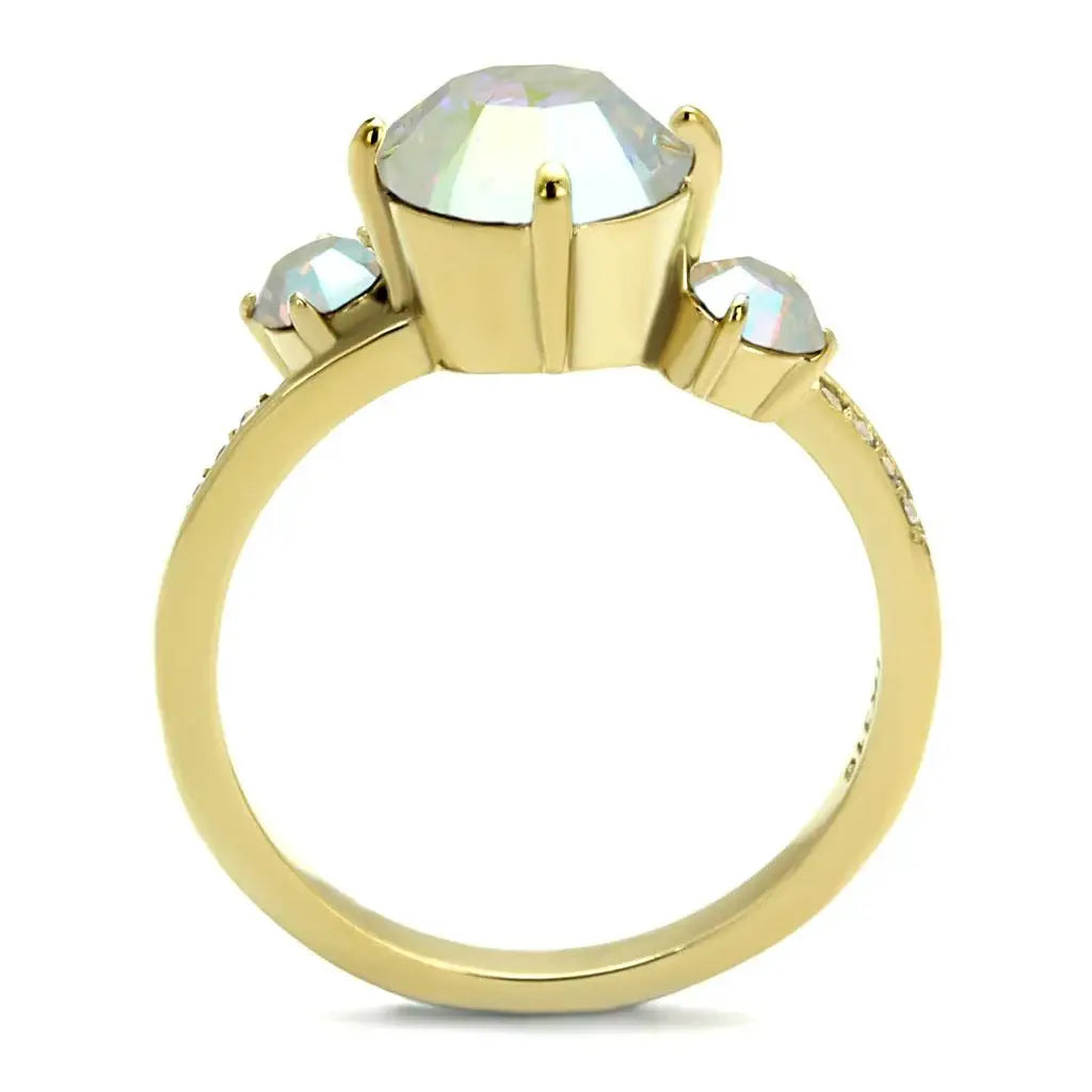 TK3095 - IP Gold(Ion Plating) Stainless Steel Ring with Top Grade Crystal in Multi Color - Alamode - Flyclothing LLC