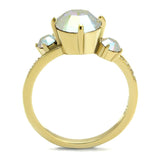 TK3095 - IP Gold(Ion Plating) Stainless Steel Ring with Top Grade Crystal  in Multi Color - Alamode