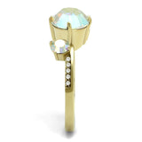 TK3095 - IP Gold(Ion Plating) Stainless Steel Ring with Top Grade Crystal  in Multi Color - Alamode