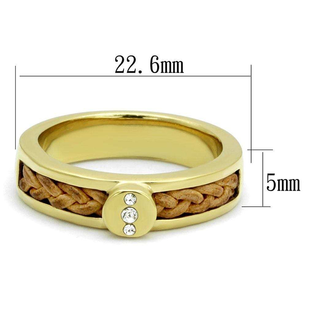 TK3096 - IP Gold(Ion Plating) Stainless Steel Ring with Top Grade Crystal in Clear - Alamode - Flyclothing LLC