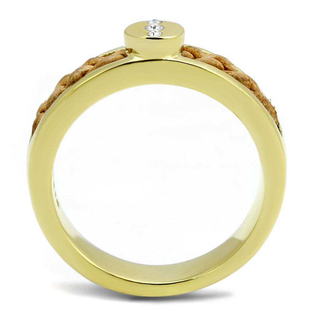 TK3096 - IP Gold(Ion Plating) Stainless Steel Ring with Top Grade Crystal in Clear - Alamode - Flyclothing LLC