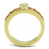 TK3096 - IP Gold(Ion Plating) Stainless Steel Ring with Top Grade Crystal  in Clear - Alamode