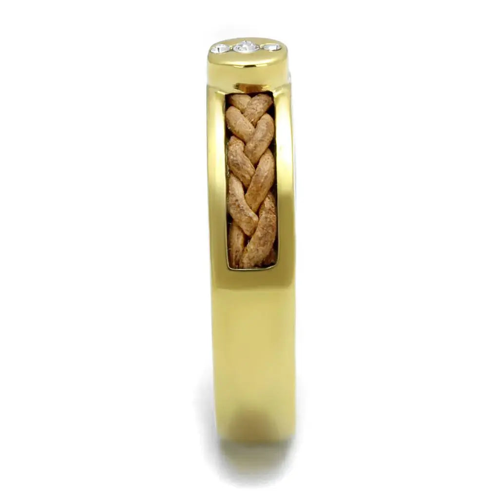 TK3096 - IP Gold(Ion Plating) Stainless Steel Ring with Top Grade Crystal in Clear - Alamode - Flyclothing LLC