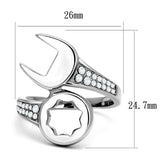 TK3097 - High polished (no plating) Stainless Steel Ring with AAA Grade CZ  in Clear - Alamode